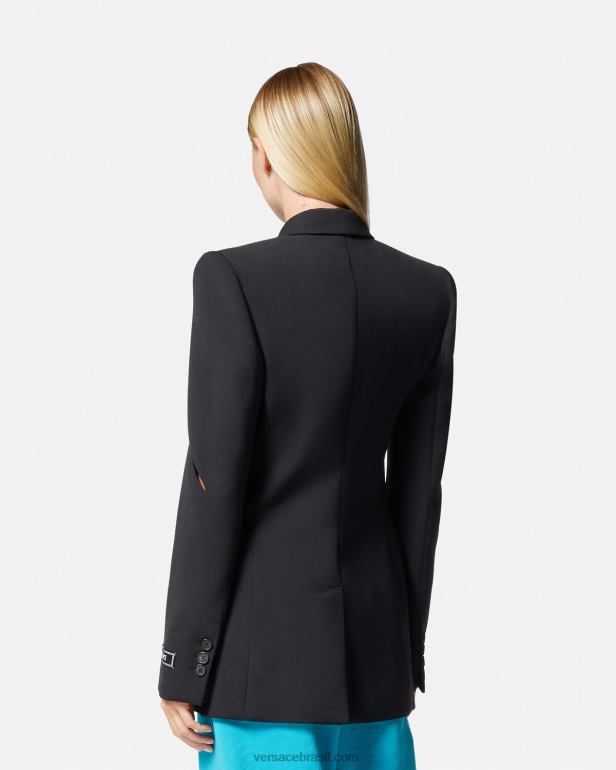 roupas P2TX111 Versace blazer cortado simples preto mulheres