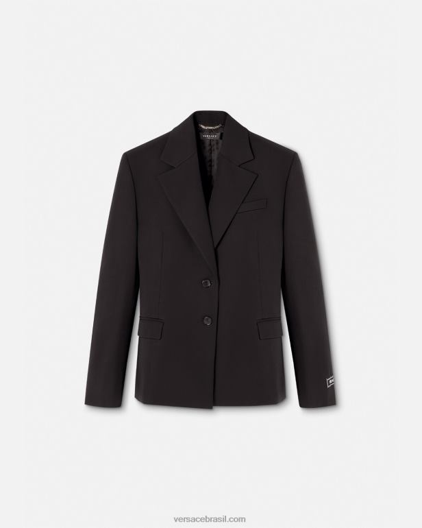 roupas P2TX112 Versace blazer de peito único preto mulheres
