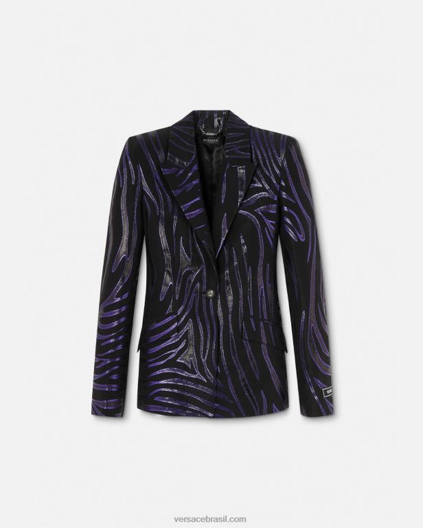 roupas P2TX114 Versace blazer zebra com abotoamento único estampa e violeta mulheres