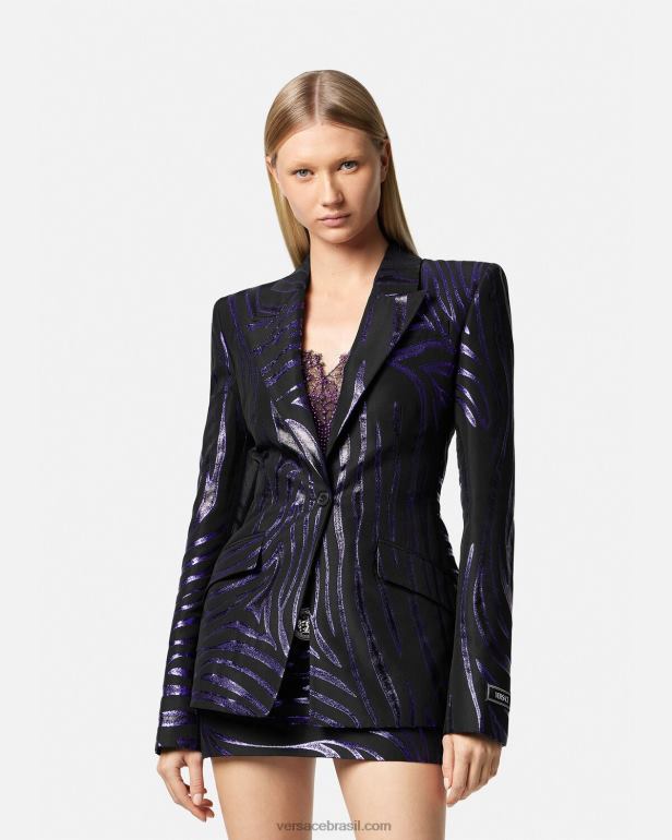 roupas P2TX114 Versace blazer zebra com abotoamento único estampa e violeta mulheres