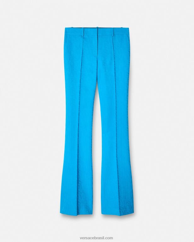 roupas P2TX121 Versace calça formal jacquard azul mulheres