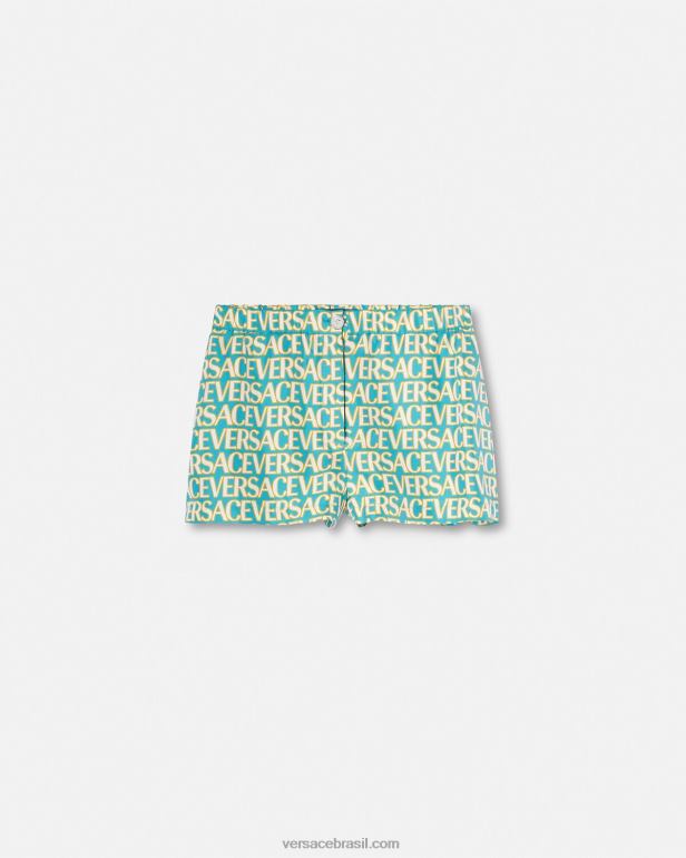 roupas P2TX191 Versace shorts de seda imprimir mulheres
