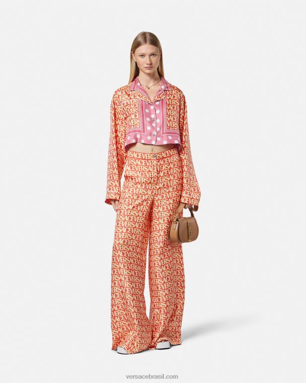 roupas P2TX192 Versace calças de seda imprimir mulheres