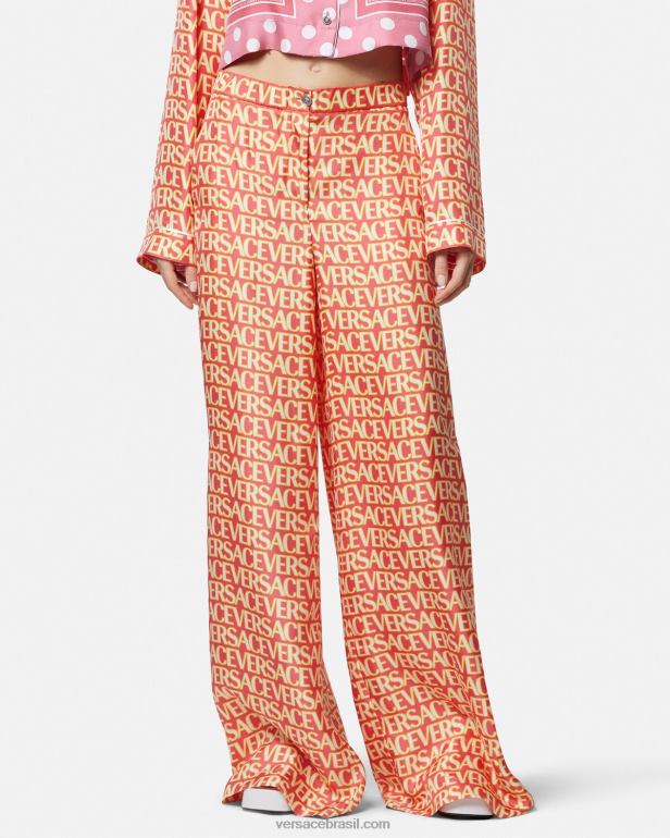 roupas P2TX192 Versace calças de seda imprimir mulheres