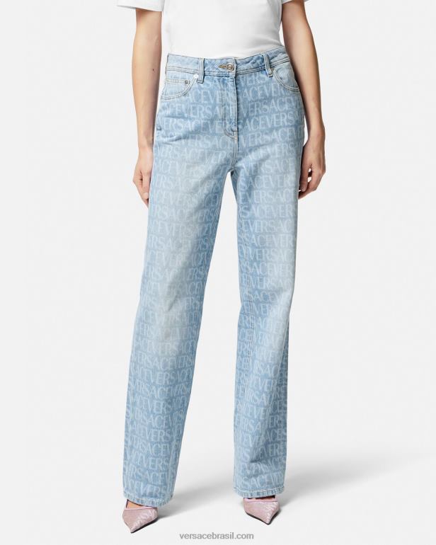 roupas P2TX193 Versace calça jeans larga azul mulheres
