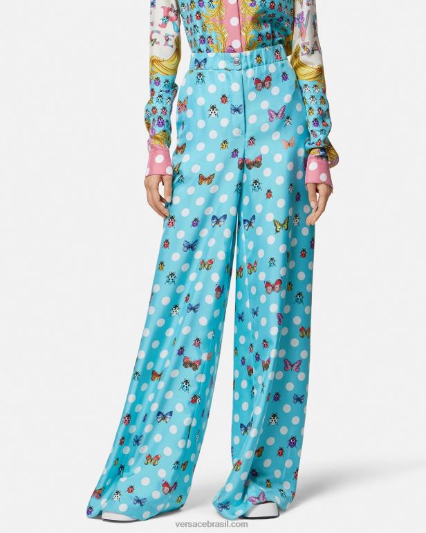 roupas P2TX196 Versace calças de seda borboletas imprimir mulheres