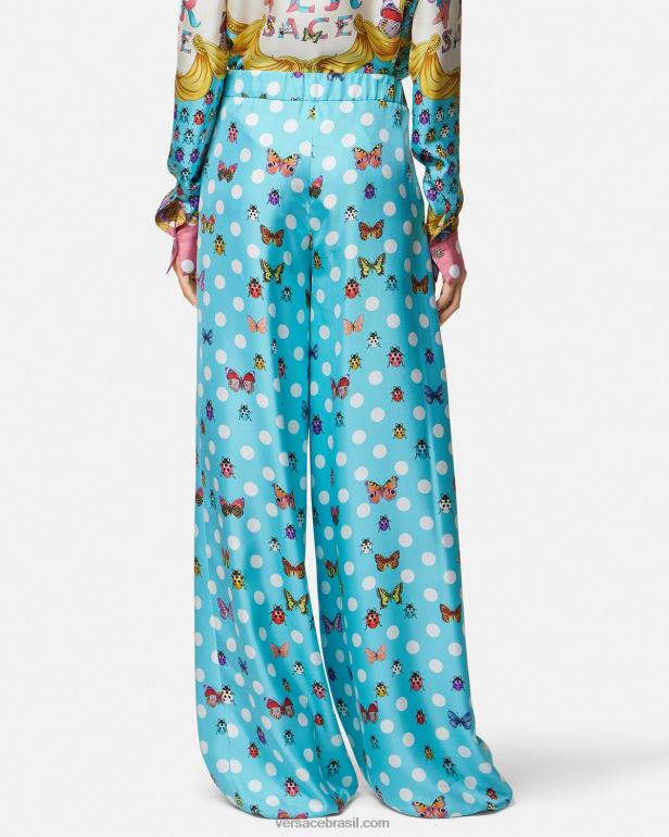 roupas P2TX196 Versace calças de seda borboletas imprimir mulheres