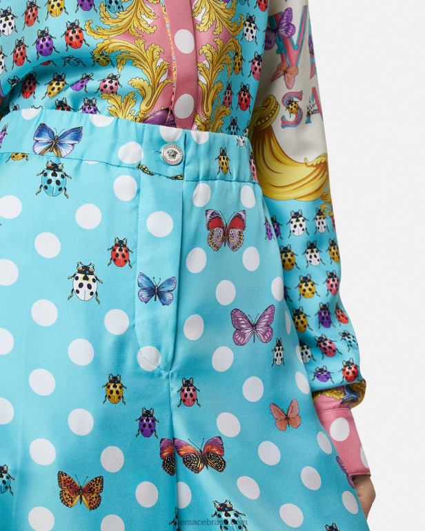 roupas P2TX196 Versace calças de seda borboletas imprimir mulheres