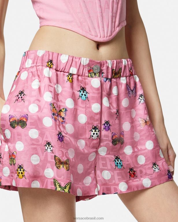 roupas P2TX197 Versace shorts de mistura de seda com borboletas imprimir mulheres