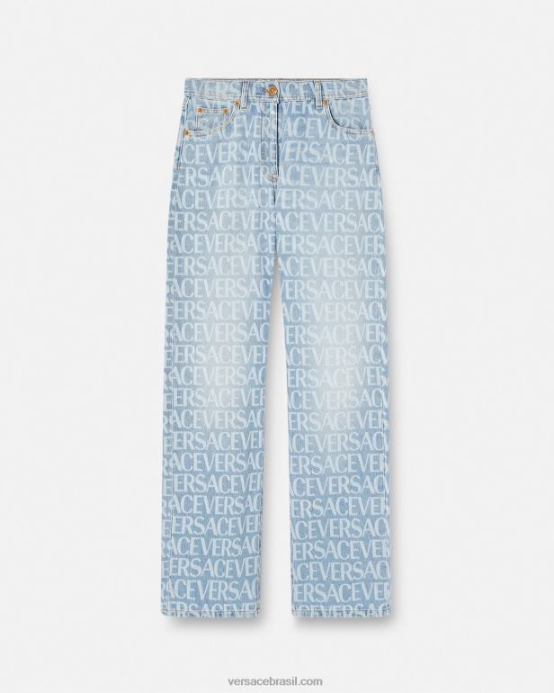roupas P2TX198 Versace calça jeans larga azul mulheres