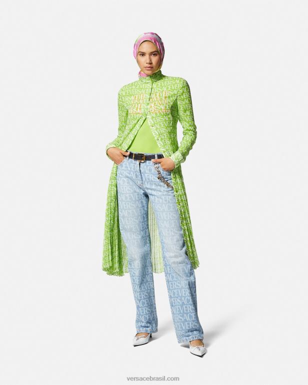 roupas P2TX198 Versace calça jeans larga azul mulheres