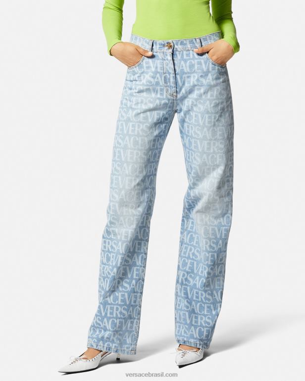 roupas P2TX198 Versace calça jeans larga azul mulheres