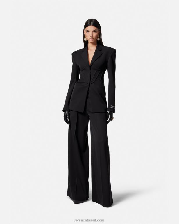 roupas P2TX200 Versace calças largas plissadas preto mulheres