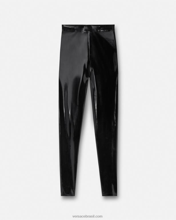 roupas P2TX203 Versace leggings de látex preto mulheres