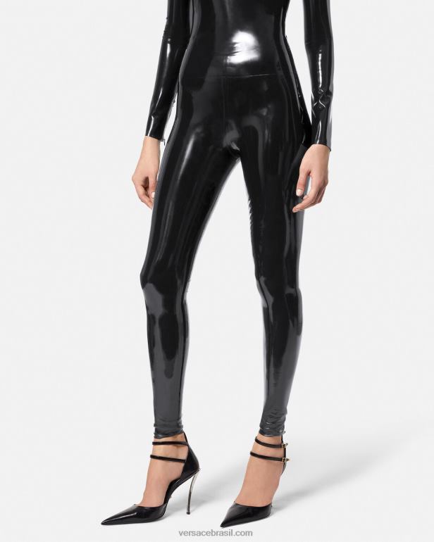 roupas P2TX203 Versace leggings de látex preto mulheres