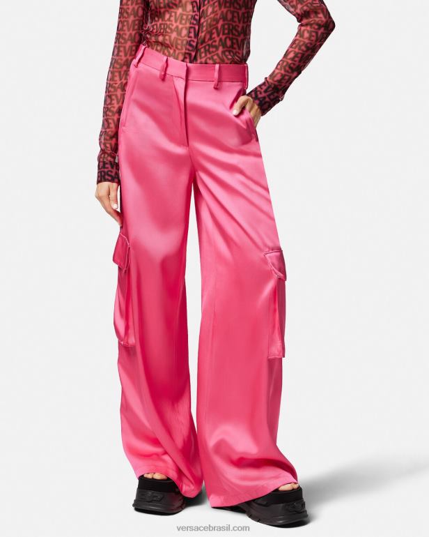 roupas P2TX209 Versace calças cargo largas rosa mulheres