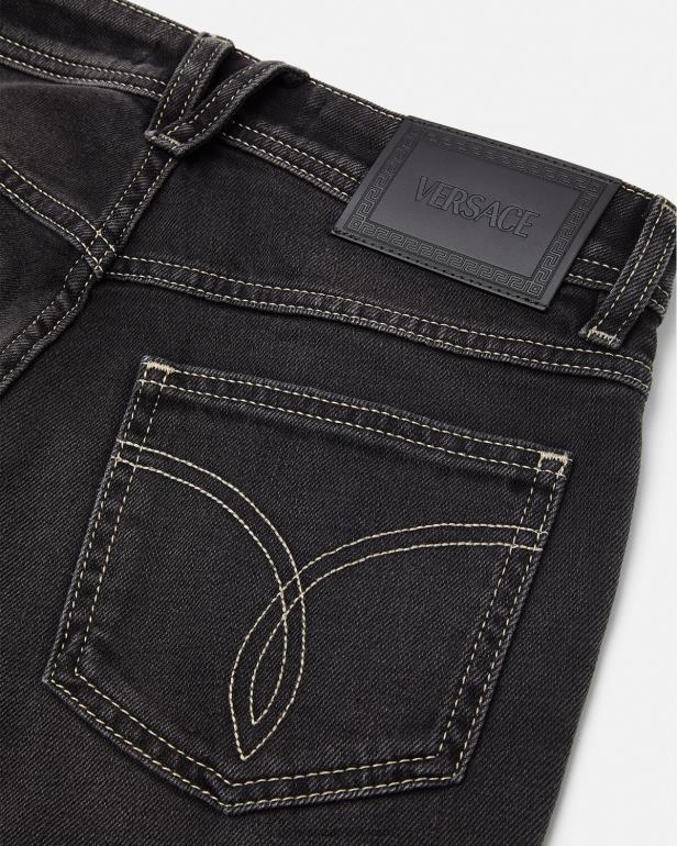 roupas P2TX213 Versace calça jeans cristal preto mulheres