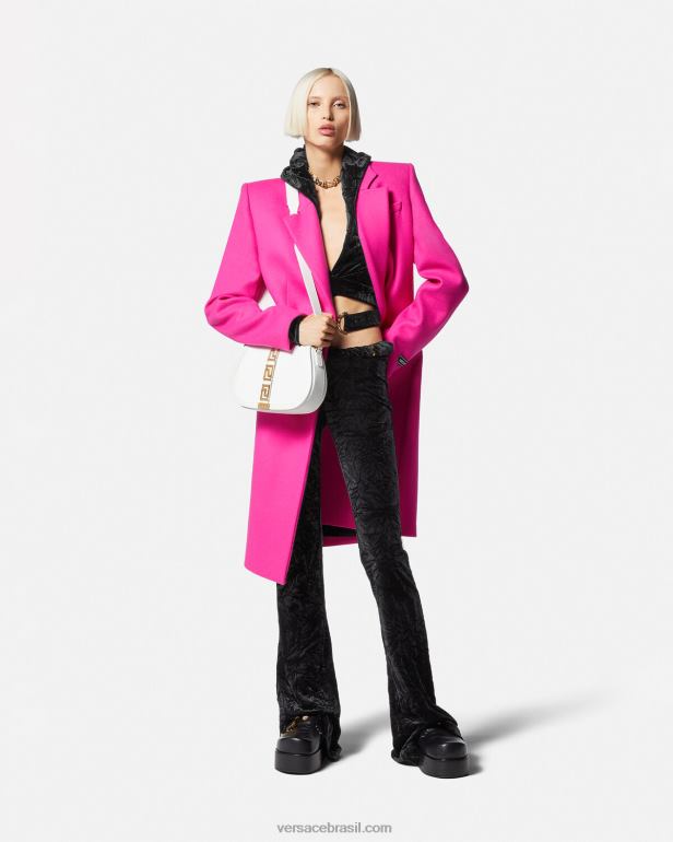 roupas P2TX216 Versace calça de veludo rodada enrolada preto mulheres