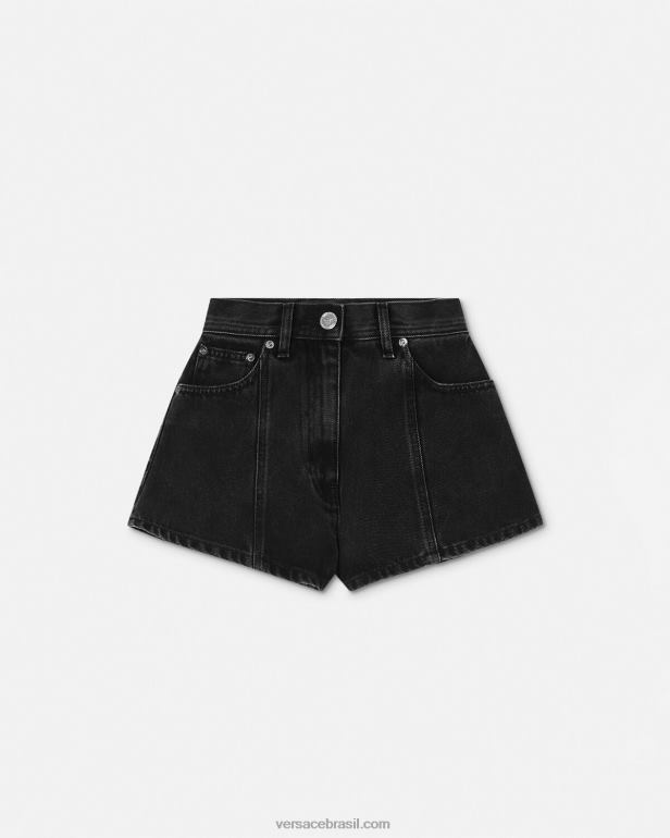 roupas P2TX217 Versace short jeans medusa preto mulheres