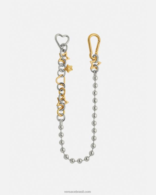 roupas P2TX218 Versace cinto de corrente descolado ouro Prata mulheres