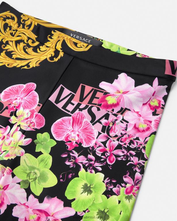 roupas P2TX221 Versace legging orquídea medusa preto e estampado mulheres