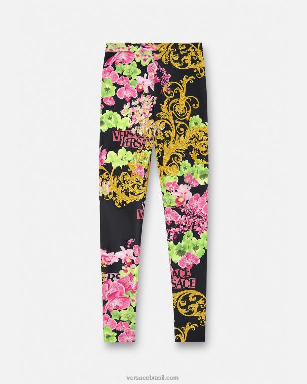 roupas P2TX221 Versace legging orquídea medusa preto e estampado mulheres