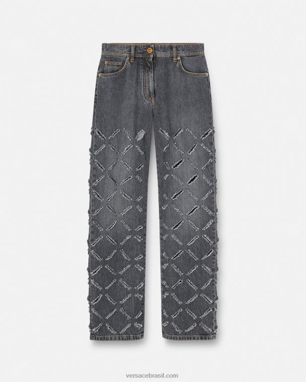 roupas P2TX226 Versace jeans de perna larga cortado cinza mulheres