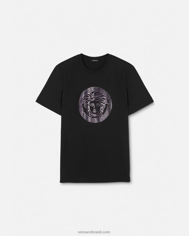 roupas P2TX127 Versace camiseta medusa preto e rosa mulheres