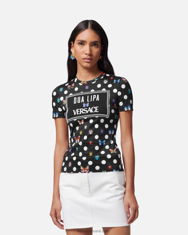 roupas P2TX130 Versace camiseta bordada com borboletas imprimir mulheres