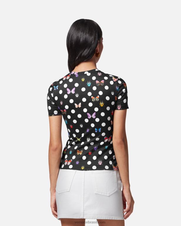roupas P2TX130 Versace camiseta bordada com borboletas imprimir mulheres