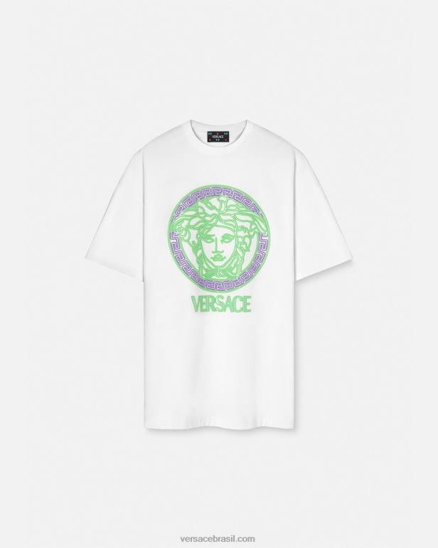 roupas P2TX135 Versace camiseta com logo medusa desgastada branco mulheres