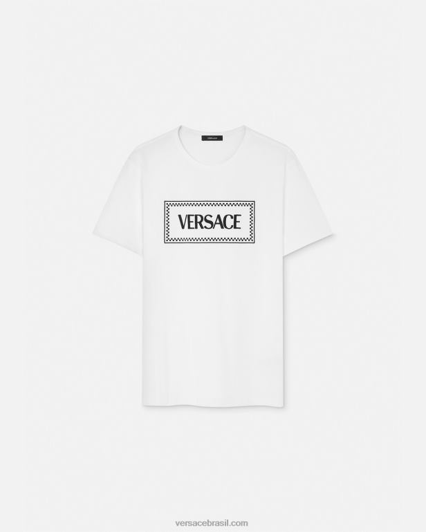 roupas P2TX136 Versace camiseta com logo bordado Preto branco mulheres