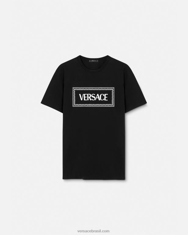 roupas P2TX137 Versace camiseta com logo bordado preto mulheres