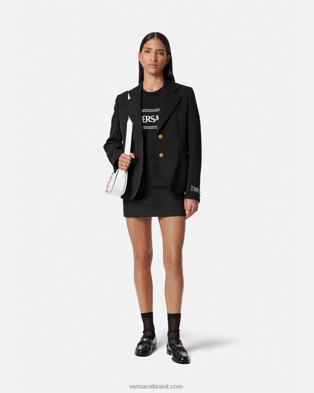 roupas P2TX137 Versace camiseta com logo bordado preto mulheres