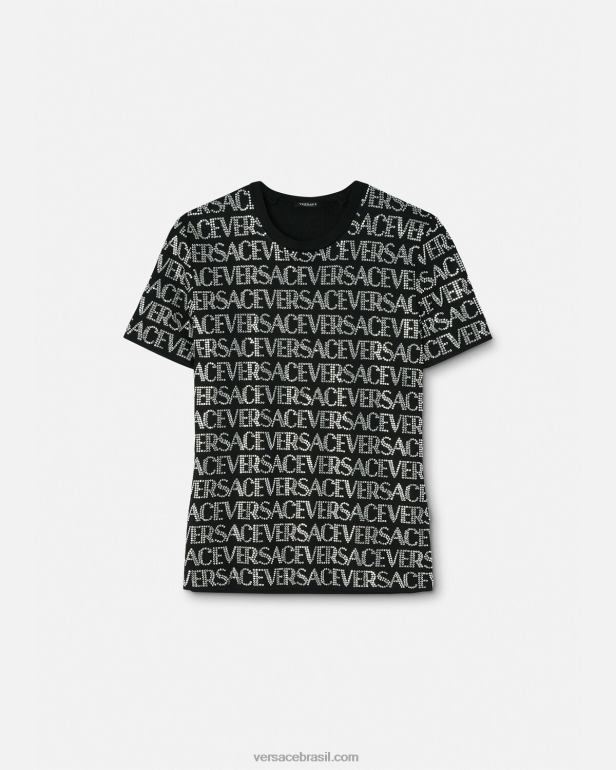 roupas P2TX147 Versace camiseta cristal preto mulheres