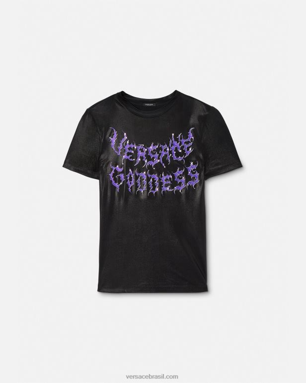 roupas P2TX149 Versace camiseta deusa preto mulheres