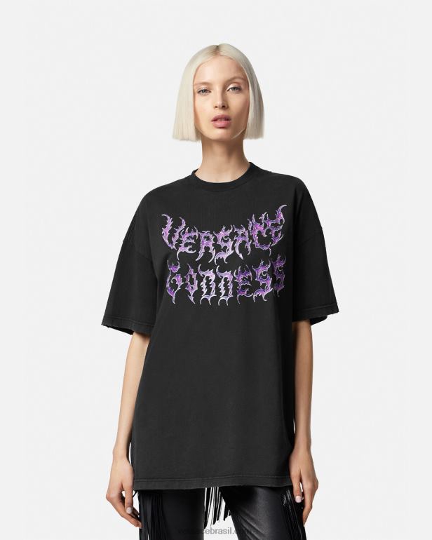 roupas P2TX150 Versace camiseta oversized deusa preto mulheres