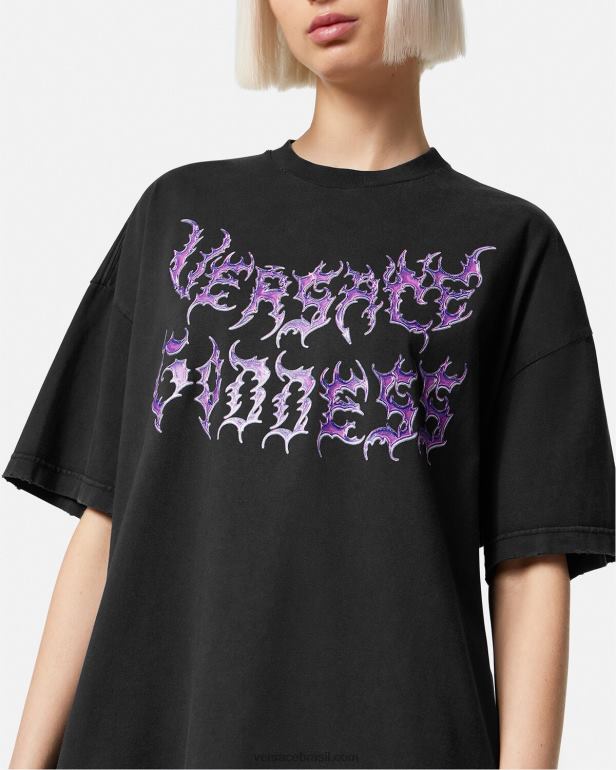 roupas P2TX150 Versace camiseta oversized deusa preto mulheres