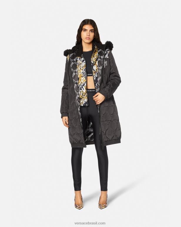 roupas P2TX2153 Versace camiseta manga longa com corte de logo preto mulheres