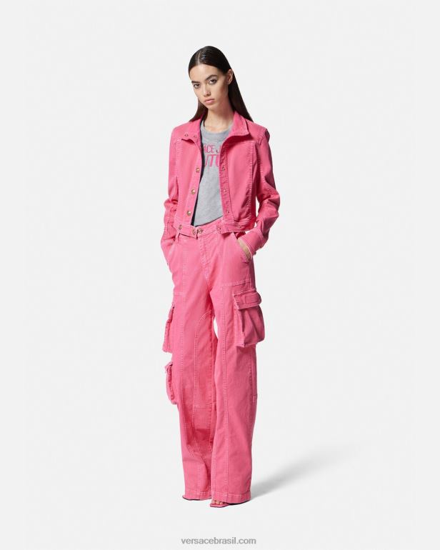 roupas P2TX2171 Versace camiseta com logotipo cinza mulheres