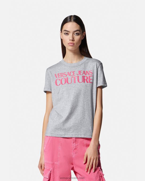 roupas P2TX2171 Versace camiseta com logotipo cinza mulheres