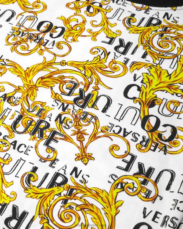 roupas P2TX2207 Versace camiseta body de alta costura com logo ouro e branco mulheres