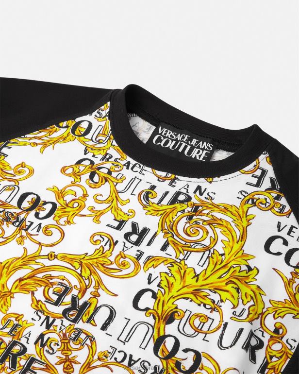 roupas P2TX2207 Versace camiseta body de alta costura com logo ouro e branco mulheres