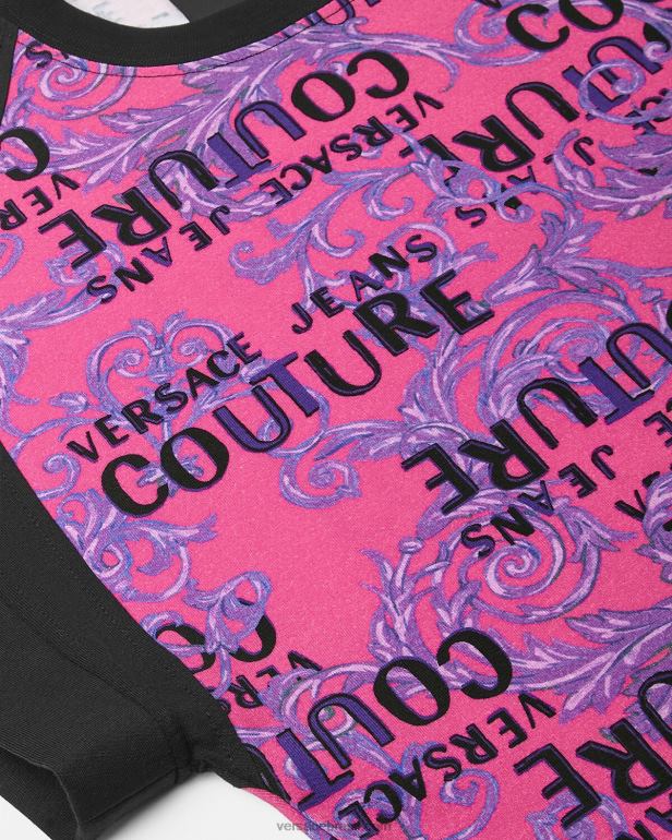 roupas P2TX2209 Versace camiseta body de alta costura com logo fúcsia mulheres