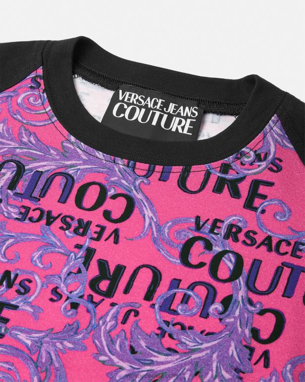 roupas P2TX2209 Versace camiseta body de alta costura com logo fúcsia mulheres