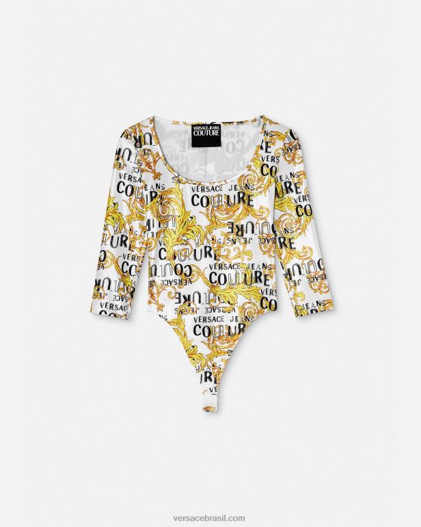 roupas P2TX2210 Versace body de alta costura com logo ouro e branco mulheres