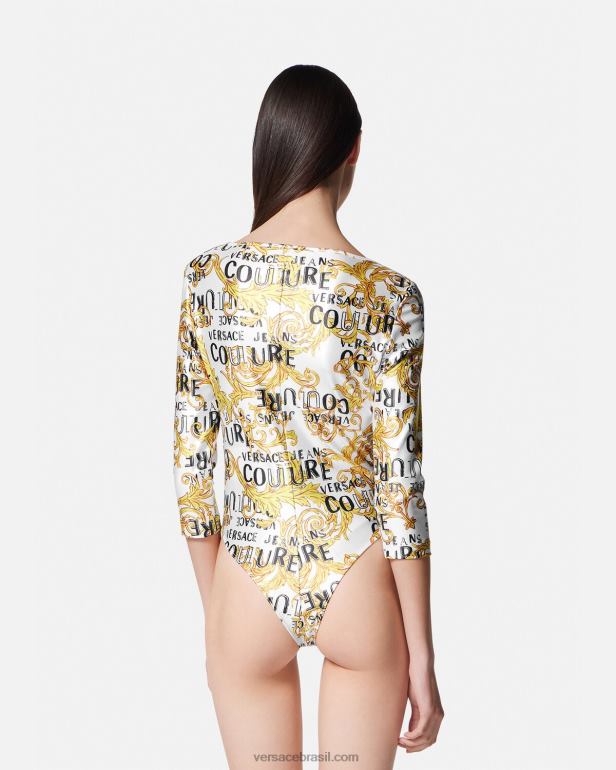 roupas P2TX2210 Versace body de alta costura com logo ouro e branco mulheres