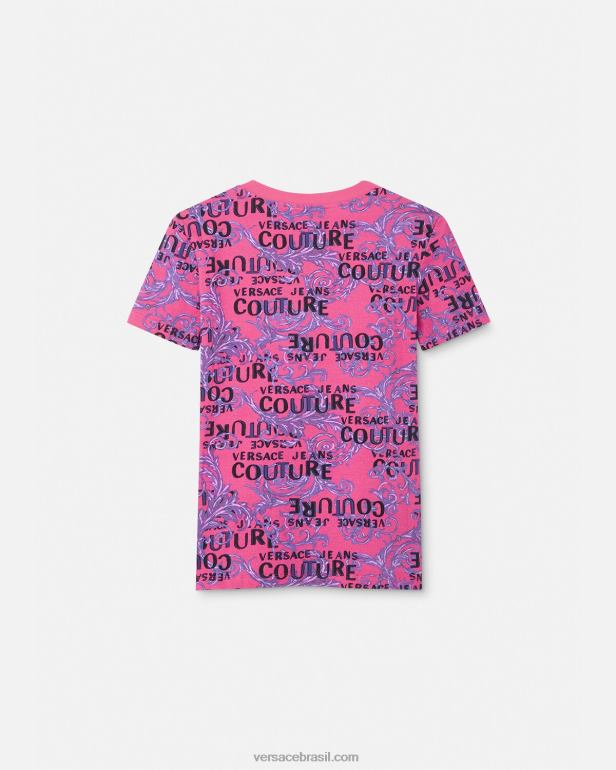 roupas P2TX2221 Versace camiseta de alta costura com logotipo fúcsia mulheres