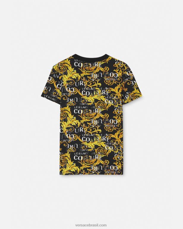 roupas P2TX2222 Versace camiseta de alta costura com logotipo ouro Preto mulheres