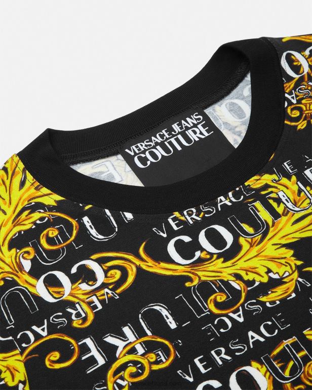 roupas P2TX2222 Versace camiseta de alta costura com logotipo ouro Preto mulheres